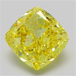 Picture of Lab Grown Diamond 9.01 Carats, CUSHION MODIFIED with  Cut, Fancy Vivid Yellow Color, VS1 Clarity and Certified by IGI
