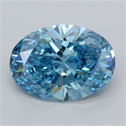 Picture of Lab Grown Diamond 2.57 Carats, Oval with  Cut, Fancy Vivid Blue Color, VVS2 Clarity and Certified by IGI