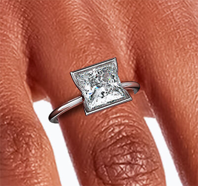 Anillo de compromiso con solitario único de perfil bajo o alto para las formas Princess Radiant, Emerald y Asscher