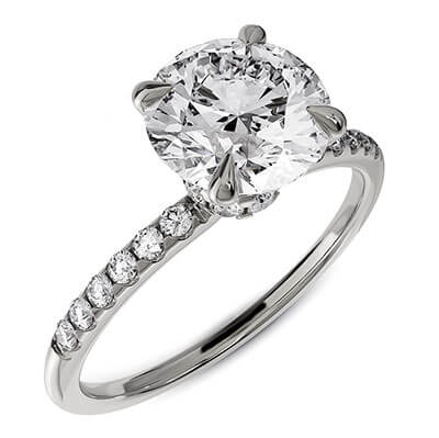 Hidden Halo Engagement ring Setting, with 0.20 cts sides G VS2, very-good to ideal-cut