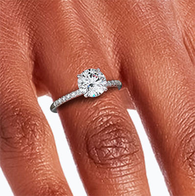 Hidden Halo Engagement ring Setting, with 0.20 cts sides G VS2, very-good to ideal-cut