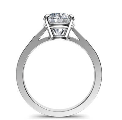 Solitaire cathedral low profile engagement ring for all diamond shapes