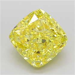 Picture of Lab Grown Diamond 7.26 Carats, CUSHION MODIFIED with  Cut, Fancy Vivid Yellow Color, VS1 Clarity and Certified by IGI