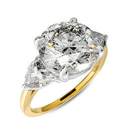 Picture of Three stone ring with 0.30 carat each side Heart diamonds, for 2 carat & up centers 