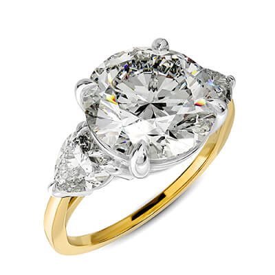 Three stone ring with 0.30 carat total weight  side Lab Heart diamonds, for 2 carat & up centers 