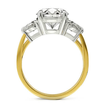 Three stone ring with 0.30 carat total weight  side Lab Heart diamonds, for 2 carat & up centers 