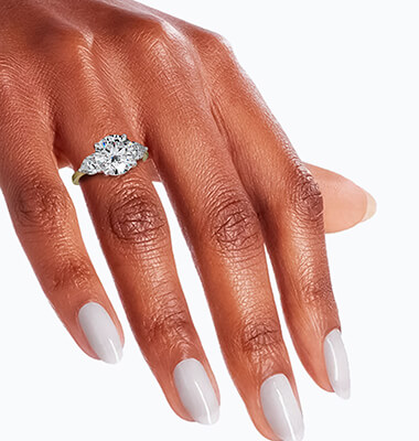 Three stone ring with 0.30 carat total weight  side Lab Heart diamonds, for 2 carat & up centers 