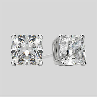 Cushion cut diamond stud earrings