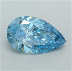 Picture of Lab Grown Diamond 3.05 Carats, Pear with  Cut, Fancy Vivid Blue Color, VVS2 Clarity and Certified by IGI