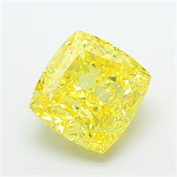 Picture of Lab Grown Diamond 8.05 Carats, CUSHION MODIFIED with  Cut, Fancy Vivid Yellow Color, VVS2 Clarity and Certified by IGI