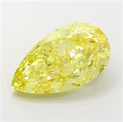Picture of Lab Grown Diamond 3.02 Carats, Pear with  Cut, Fancy Vivid Yellow Color, VS2 Clarity and Certified by IGI