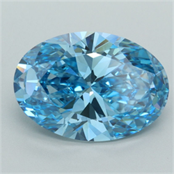 Picture of Lab Grown Diamond 5.07 Carats, Oval with  Cut, Fancy Vivid Blue Color, VVS2 Clarity and Certified by IGI