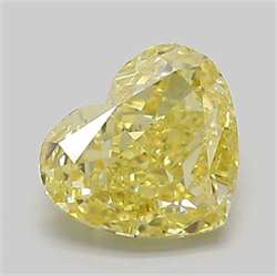 Picture of Lab Grown Diamond 1.53 Carats, Heart with  Cut, Fancy Intense Yellow Color, VVS2 Clarity and Certified by IGI