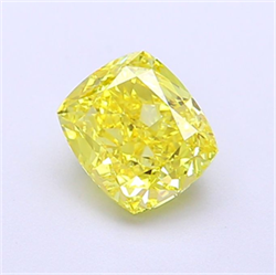 Picture of Lab Grown Diamond 1.22 Carats, CUSHION MODIFIED with  Cut, Fancy Vivid Yellow Color, VVS1 Clarity and Certified by IGI