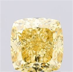 Picture of Lab Grown Diamond 1.20 Carats, CUSHION MODIFIED with  Cut, Fancy Intense Yellow Color, VS1 Clarity and Certified by IGI