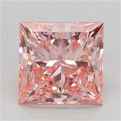 Picture of Lab Grown Diamond 2.02 Carats, Princess with  Cut, Fancy Vivid Pink Color, VS1 Clarity and Certified by IGI