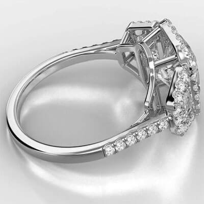 Lab Diamonds Halo and Trapezoids ready engagement ring