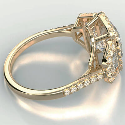 Anillo de compromiso listo para halo y trapezoides de Lab Diamonds