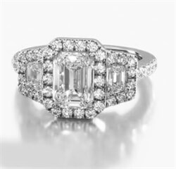 Picture of Lab Diamonds Halo and Trapezoids ready engagement ring