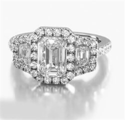 Picture of Lab Diamonds Halo and Trapezoids ready engagement ring