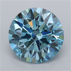 Picture of Lab Grown Diamond 1.50 Carats, Round with Ideal Cut, Fancy Vivid Blue Color, VVS2 Clarity and Certified by IGI