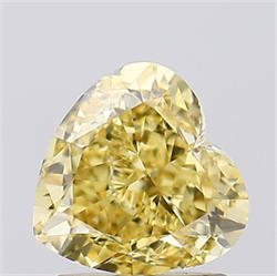 Picture of Lab Grown Diamond 1.52 Carats, Heart with  Cut, Fancy Vivid Yellow Color, VVS2 Clarity and Certified by IGI