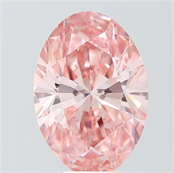 Picture of Lab Grown Diamond 6.60 Carats, Oval with  Cut, Fancy Vivid Pink Color, VVS2 Clarity and Certified by IGI