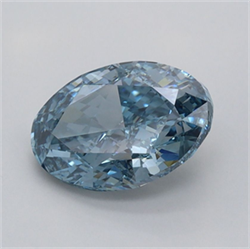 Picture of Lab Grown Diamond 1.51 Carats, Oval with  Cut, Fancy Vivid Blue Color, VS1 Clarity and Certified by IGI