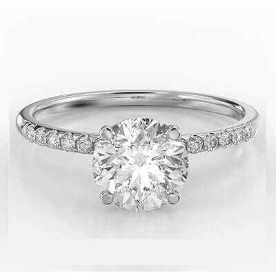 Hidden Halo Engagement ring Setting, with 0.20 cts sides G VS2, very-good to ideal-cut