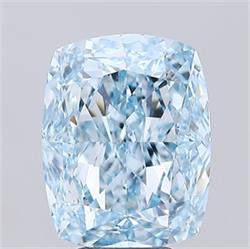 Picture of Lab Grown Diamond 5.07 Carats, CUSHION MODIFIED with  Cut, Fancy Vivid Blue Color, VS2 Clarity and Certified by IGI