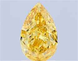 Picture of Lab Grown Diamond 1.55 Carats, Pear with  Cut, Fancy Vivid Yellow Color, VVS2 Clarity and Certified by IGI
