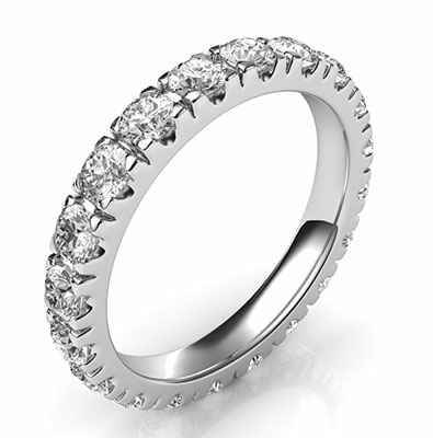 Eternity diamond ring 3.5 mm, 2.50 carats average G VS2