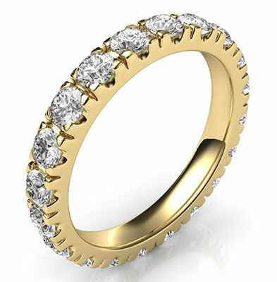 Anillo de eternidad con diamantes 3,5 mm, 2,50 quilates promedio G VS2