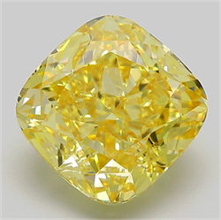 Picture of Lab Grown Diamond 6.18 Carats, CUSHION MODIFIED with  Cut, Fancy Vivid Yellow Color, VS1 Clarity and Certified by IGI