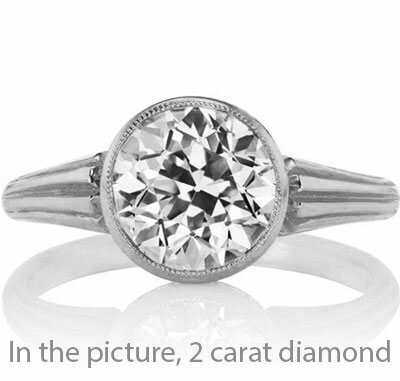 Low Profile Vintage replica bezel set engagement ring for all center shapes and carats