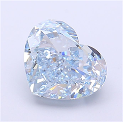 Picture of Lab Grown Diamond 2.54 Carats, Heart with  Cut, Fancy Vivid Blue Color, VVS1 Clarity and Certified by IGI