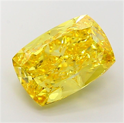 Picture of Lab Grown Diamond 8.04 Carats, Cushion with  Cut, Fancy Vivid Yellow Color, VS1 Clarity and Certified by IGI