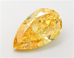 Picture of Lab Grown Diamond 6.37 Carats, Pear with  Cut, Fancy Vivid Yellow Color, VS1 Clarity and Certified by IGI