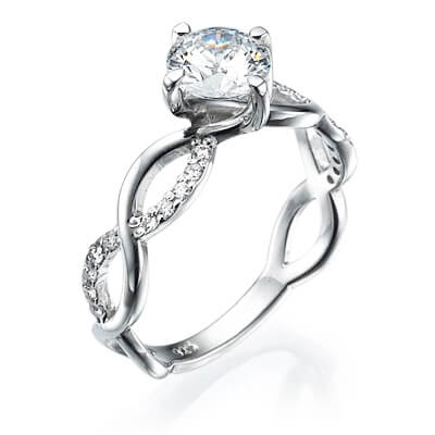 Interlacing together engagement ring