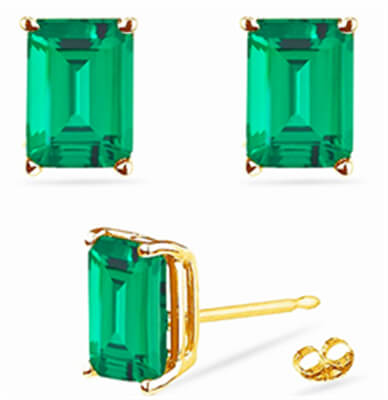 3 carat Emerald stones earring studs