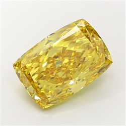 Picture of Lab Grown Diamond 10.09 Carats, CUSHION MODIFIED with  Cut, Fancy Vivid Yellow Color, VS1 Clarity and Certified by IGI