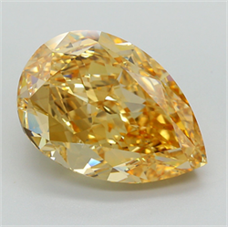 Picture of Lab Grown Diamond 11.69 Carats, Pear with  Cut, Fancy Intense Yellow Color, VS1 Clarity and Certified by IGI