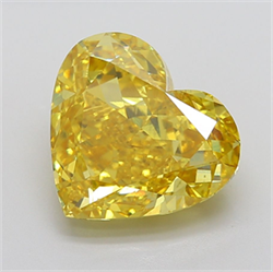 Picture of Lab Grown Diamond 12.12 Carats, Heart with  Cut, Fancy Vivid Yellow Color, VS2 Clarity and Certified by IGI