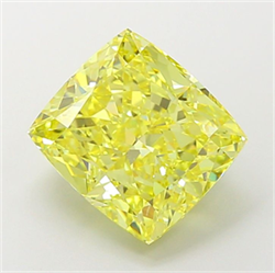 Picture of Lab Grown Diamond 5.10 Carats, CUSHION MODIFIED with  Cut, Fancy Vivid Yellow Color, VS1 Clarity and Certified by IGI