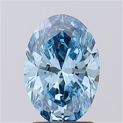 Picture of Lab Grown Diamond 2.07 Carats, Oval with  Cut, Fancy Vivid Blue Color, VS1 Clarity and Certified by IGI