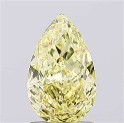 Picture of Lab Grown Diamond 1.29 Carats, Pear with  Cut, Fancy Intense Yellow Color, VVS2 Clarity and Certified by IGI