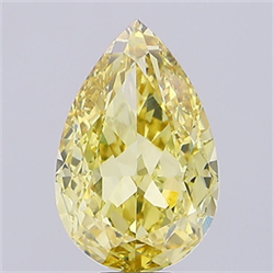 Picture of Lab Grown Diamond 10.07 Carats, Pear with  Cut, Fancy Intense Yellow Color, VVS2 Clarity and Certified by IGI