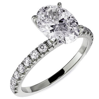 Oval engagement ring with side diamonds