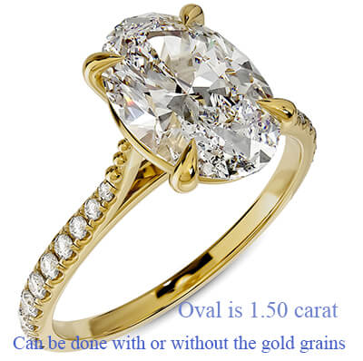 Cathedral Engagement ring for Ovals with side natural diamonds