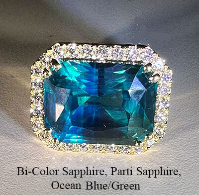 25 Carat Bi-Color, Parti deep Ocean Green-Blue colors